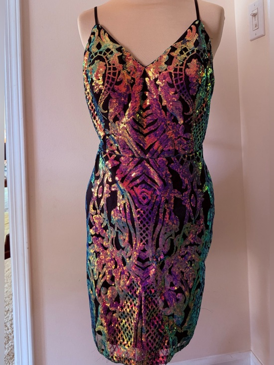 City Vibe Dresses & Skirts - Hoco City Vibe Iridescent Rainbow Sequin Bodycon Dress Sz 17 Homecoming EUC